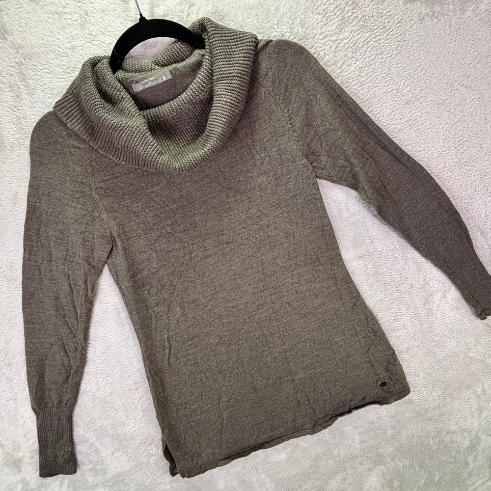 Smartwool Womens Sweater S Taupe Brown Merino Wool Cowl Neck Longline Tunic
